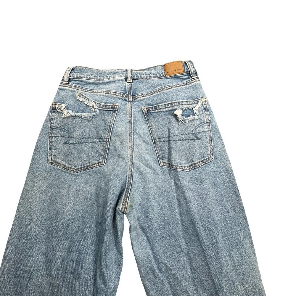 American Eagle Jeans Womens 6 Blue Highest Rise Baggy Straight Ripped Distressed - Picture 14 of 15